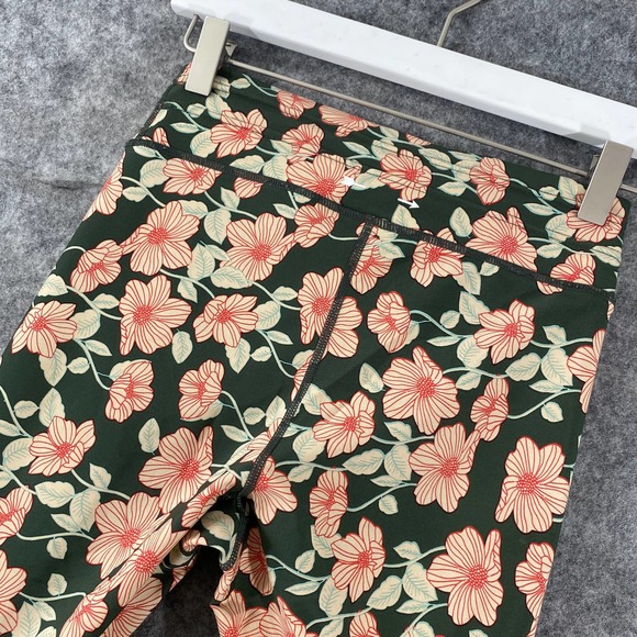 The Upside Leggings 4 Green Floral Poppy High Rise Drawstring Stretch - Picture 4 of 12